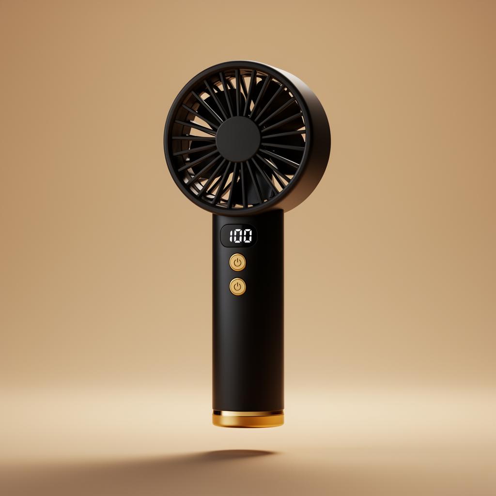 Aero Mini handheld turbine fan in matte black with LED display